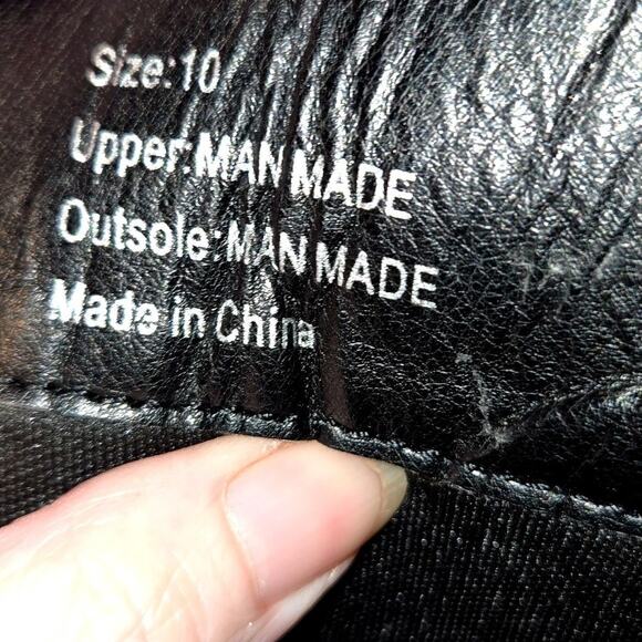 Women's 10 Black Stud Trimmed  Combat Ankle Boots Lace Up Zipper - Picture 5 of 7